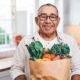 Senior buying heart healthy food