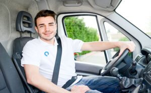 young man driving ambulance paramedic transportation